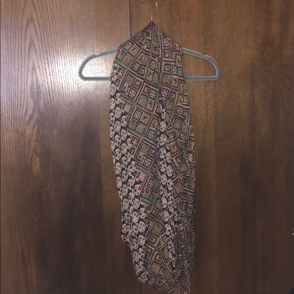 Skull and Aztec Print Infinity Scarf